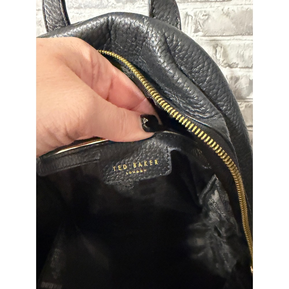 Ted Baker London Black Pebbled Leather Tassel Backpack Gold Hardware - Picture 6 of 6